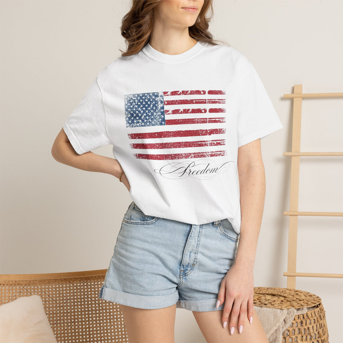 Distressed American Flag Freedom T-Shirt | Vintage USA Stars Stripes