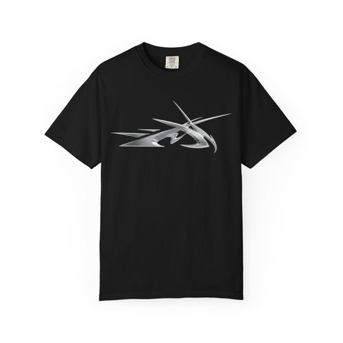 DOPAMINE Back Print T-shirt | Abstract Metallic Tribal Front Design